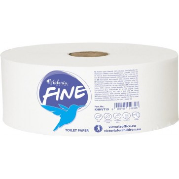 Toalettpapír, 2 rétegű, 19 cm átmérő, VICTORIA HYGIENE, "Fine Mini Jumbo", fehér