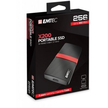 SSD (külső memória), 256GB, USB 3.2, 420/450 MB/s, EMTEC "X200"
