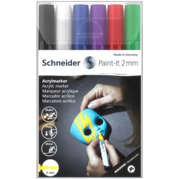 Dekormarker készlet, akril, 2 mm, SCHNEIDER "Paint-It 310", 6 különböző szín