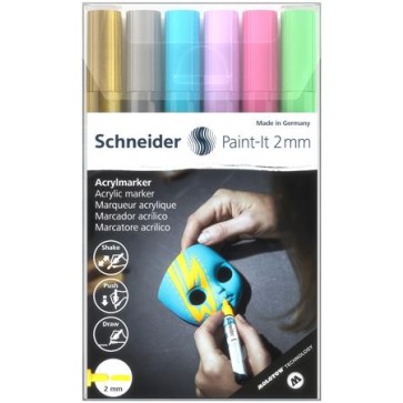 Dekormarker készlet, akril, 2 mm, SCHNEIDER "Paint-It 310", 6 különböző szín