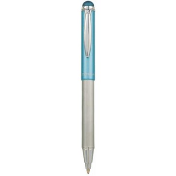 Golyóstoll, 0,24 mm, teleszkópos, rozsdamentes acél, világoskék tolltest, ZEBRA "Telescopic Metal Stylus", kék