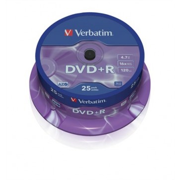 DVD+R lemez, AZO, 4,7GB, 16x, 25 db, hengeren, VERBATIM