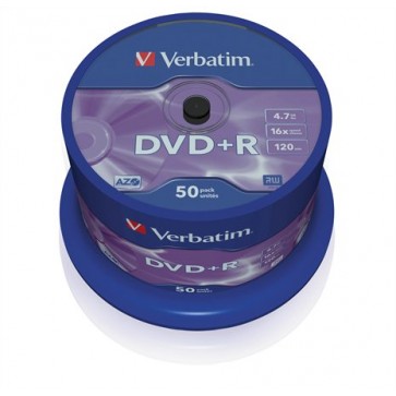 DVD+R lemez, AZO, 4,7GB, 16x, 50 db, hengeren, VERBATIM