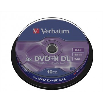 DVD+R lemez, kétrétegű, 8,5GB, 8x, 10 db, hengeren, VERBATIM "Double Layer"