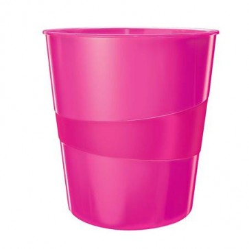 Papírkosár, 15 liter, LEITZ "Wow", rózsaszín