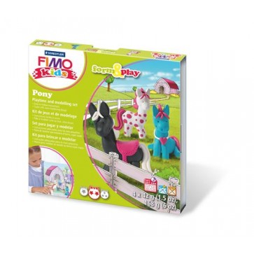 Gyurma készlet, 4x42 g, égethető, FIMO "Kids Form & Play", pónik
