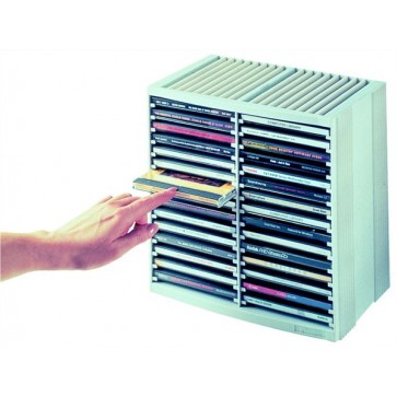 CD-tároló, automata kiemelőrendszerű, 30+18 db-os, FELLOWES "Spring", platinaszürke