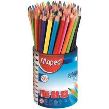 Színes ceruza készlet, háromszögletű, ceruzatartó, MAPED "School Peps"