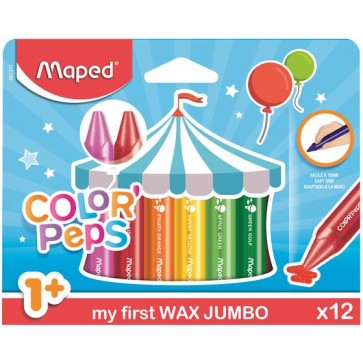 Zsírkréta, vastag, MAPED "Color`Peps MAXI Wax", 12 különböző szín