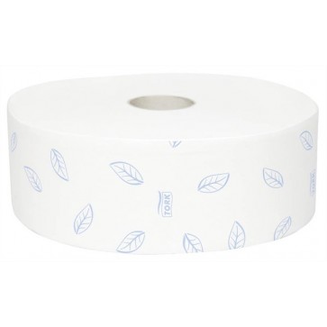 Toalettpapír, T1 rendszer, 2 rétegű, 26 cm átmérő, Premium, TORK "Soft Jumbo", fehér