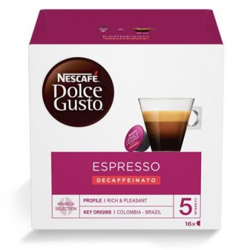 Kávékapszula, 16x6 g, NESCAFÉ DOLCE GUSTO "Espresso", koffeinmentes