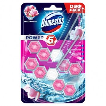 WC fertőtlenítő, 2 db-os ,DOMESTOS "Power 5", pink magnólia