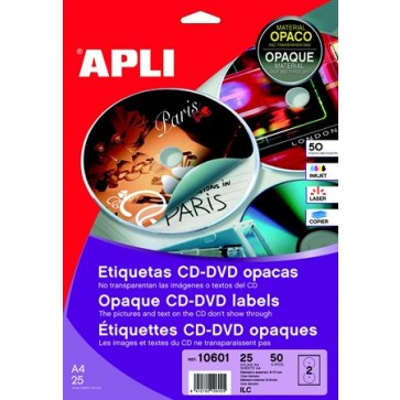 Etikett, CD/DVD, A4, teljes lefedettségű, matt, APLI "Mega"