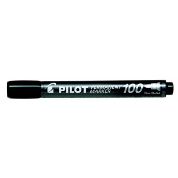 Alkoholos marker, 1 mm, kúpos, PILOT "Permanent Marker 100", fekete