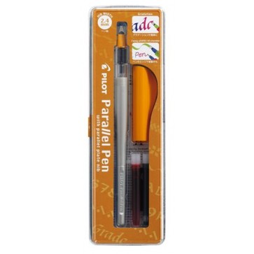 Töltőtoll, 0,5-2,4 mm, narancssárga kupak, PILOT "Parallel Pen"