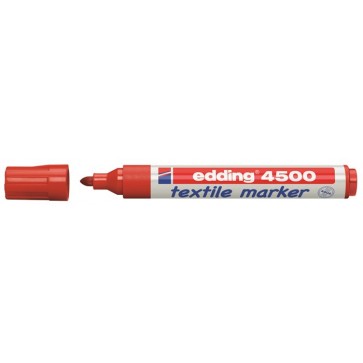 Textilmarker, 2-3 mm, kúpos, EDDING "4500", piros