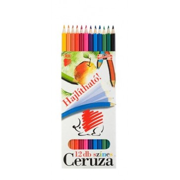 Színes ceruza készlet, hatszögletű, hajlékony, ICO "Süni", 12 különböző szín