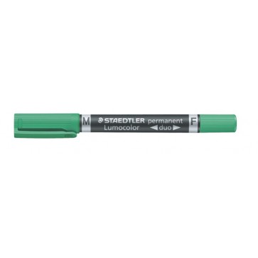 Alkoholos marker, 0,6/1,5 mm, kúpos, kétvégű, STAEDTLER "Lumocolor® duo 348", zöld