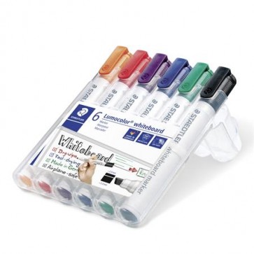Táblamarker készlet, 2-5 mm, vágott, STAEDTLER "Lumocolor® 351 B", 6 különböző szín