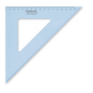 Háromszög vonalzó, műanyag, 45°, 25 cm, STAEDTLER "Mars 567", átlátszó kék