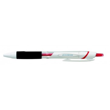 Golyóstoll, 0,35 mm, nyomógombos, fehér tolltest, UNI "SXN-155 Jetstream", piros