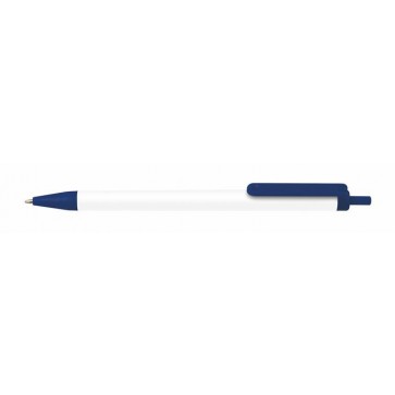 Golyóstoll, 0,7 mm, nyomógombos, kék-fehér tolltest, VICTORIA OFFICE, kék