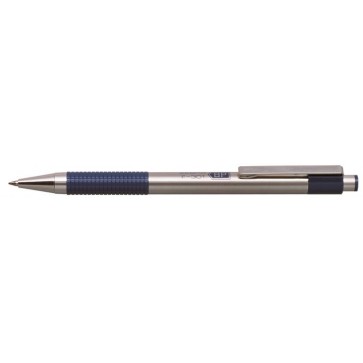 Golyóstoll, 0,24 mm, nyomógombos, rozsdamentes acél, kék tolltest, ZEBRA "F-301", kék