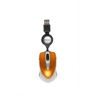 Egér, vezetékes, optikai, kisméret, USB, VERBATIM "Go Mini", ezüst-lávaszínű