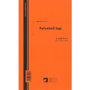 Nyomtatvány, felvételi lap ipari fához, 50x2 lap, 145x245 mm, álló, PÁTRIA "A.ERDO.211/V"