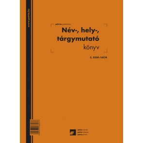 Név, hely, tárgymutató 100 lapos könyv A/4 álló "C.5230-167/A"