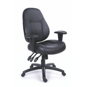 Irodai szék, állítható karfával, fekete, puha bonded bőrborítás, fekete lábkereszt, MAYAH "Champion Plus"