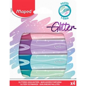 Szövegkiemelő készlet, 1-5 mm, MAPED "Glitter Fluo Peps", vegyes pasztell színek