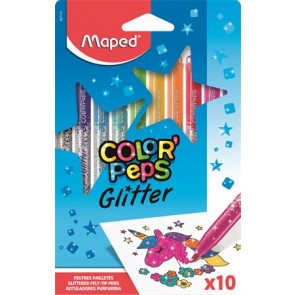 Filctoll készlet, 2,8 mm, csillámos, MAPED "Color`Peps Glitter", 10 különböző szín