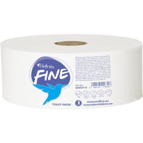 Toalettpapír, 2 rétegű, 19 cm átmérő, VICTORIA "Fine Mini Jumbo", fehér