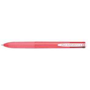 Golyóstoll, 0,27 mm, nyomógombos, rózsaszín tolltest, PILOT "Super Grip G", négyszínű