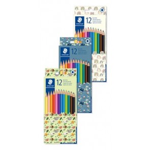 Színes ceruza készlet, hatszögletű, vegyes mintájú csomagolás, STAEDTLER "175", 12 különböző szín