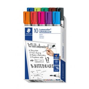 Táblamarker készlet, 2 mm, kúpos, STAEDTLER "Lumocolor® 351", 10 különböző szín