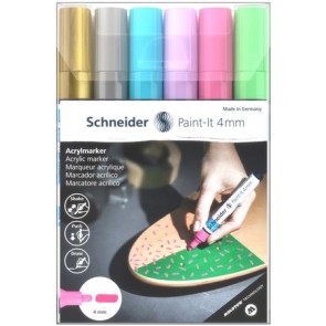 Dekormarker készlet, akril, 4 mm, SCHNEIDER "Paint-It 320", 6 különböző szín