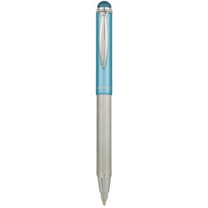 Golyóstoll, 0,24 mm, teleszkópos, rozsdamentes acél, világoskék tolltest, ZEBRA "Telescopic Metal Stylus", kék
