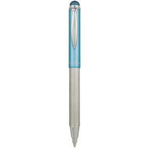 Golyóstoll, 0,24 mm, teleszkópos, rozsdamentes acél, világoskék tolltest, ZEBRA "Telescopic Metal Stylus", kék