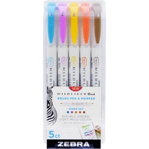 Ecsetirón készlet, kétvégű  ZEBRA "Mildliner Warm", 5 szín