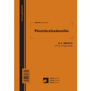 Nyomtatvány, pénztárelszámolás, 25x2+2 lap, A5, álló, PÁTRIA "D.F.200/D/V"