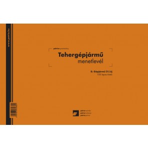 Tehergépjármű menetlevél 100 lapos tömb A/4 fekvő "D.GEPJ.21/UJ"