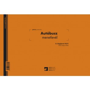 Nyomtatvány, autóbusz menetlevél, 50x2 lap, A4, fekvő, PÁTRIA "D.GEPJ.42/V"