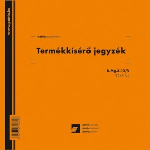 Termékkísérő jegyzék 25x4 lapos tömb "D.MG.3-12/V"