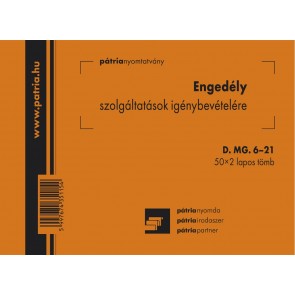 Engedély szolgáltatások igénybevételére "D.MG.6-21"