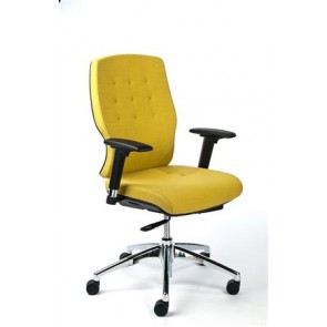 Irodai szék, állítható karfával, sárga szövetborítás, alumínium lábkereszt, MAYAH "Sunshine"
