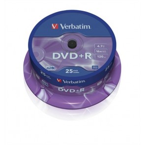 DVD+R lemez, AZO, 4,7GB, 16x, 25 db, hengeren, VERBATIM