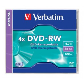 DVD-RW lemez, újraírható, 4,7GB, 4x, 1 db, normál tok, VERBATIM