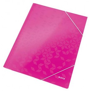 Gumis mappa, 15 mm, karton, A4, LEITZ "Wow", rózsaszín